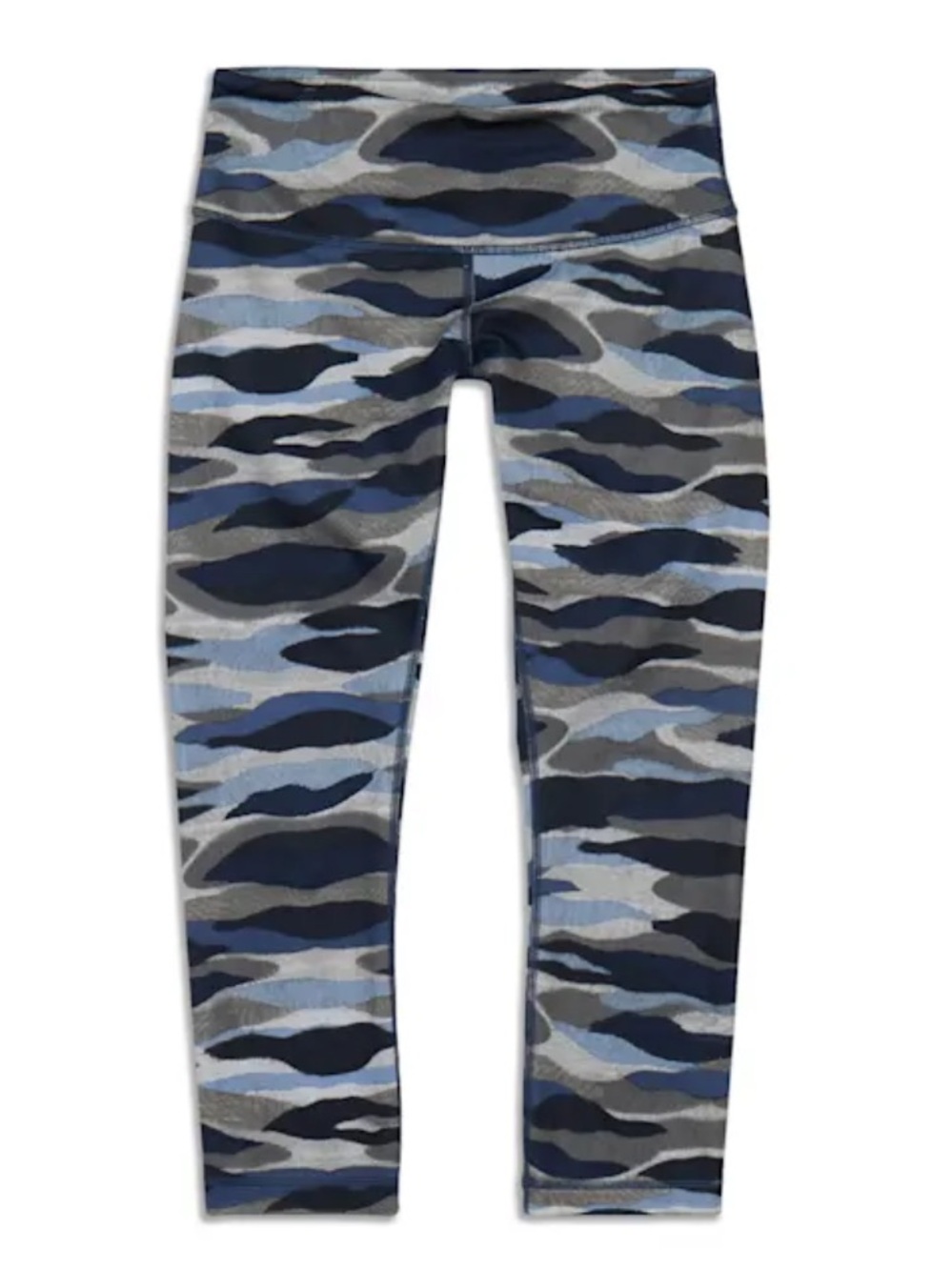 Lululemon Wunder Under Crop Leggings in a blue and grey camouflage Size 8